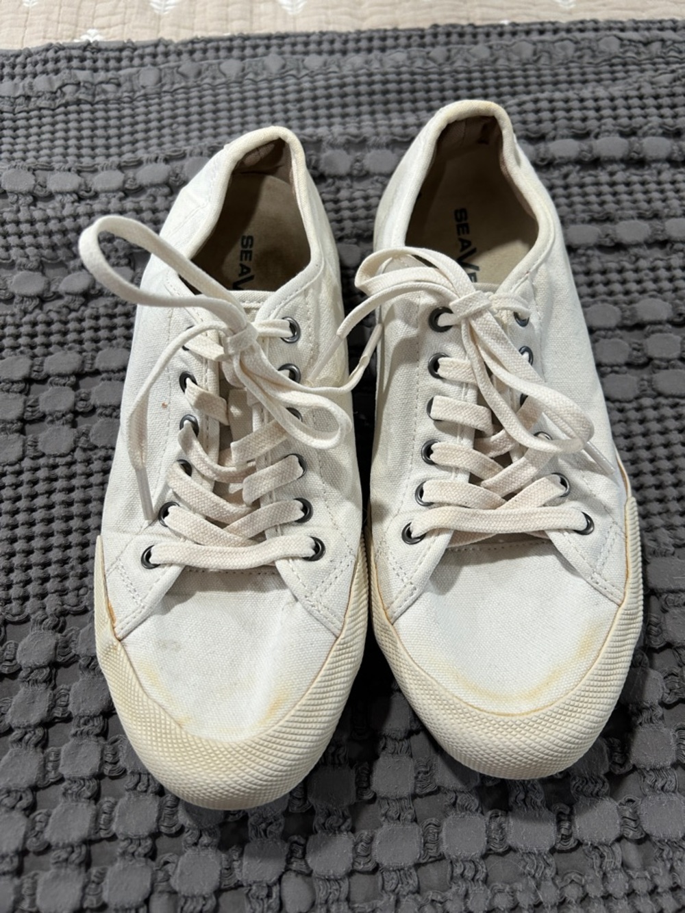 SeaVees Women's Canvas Sneakers in Off-White/Cream